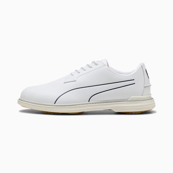 Royale Single Malt Golf Shoes Men, PUMA White-Deep Navy-Gold, large-ZAF