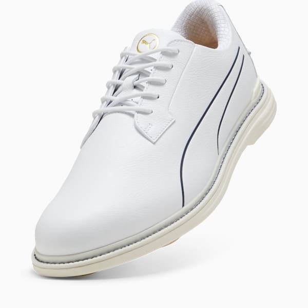 Royale Single Malt Golf Shoes Men, PUMA White-Deep Navy-Gold, large-ZAF