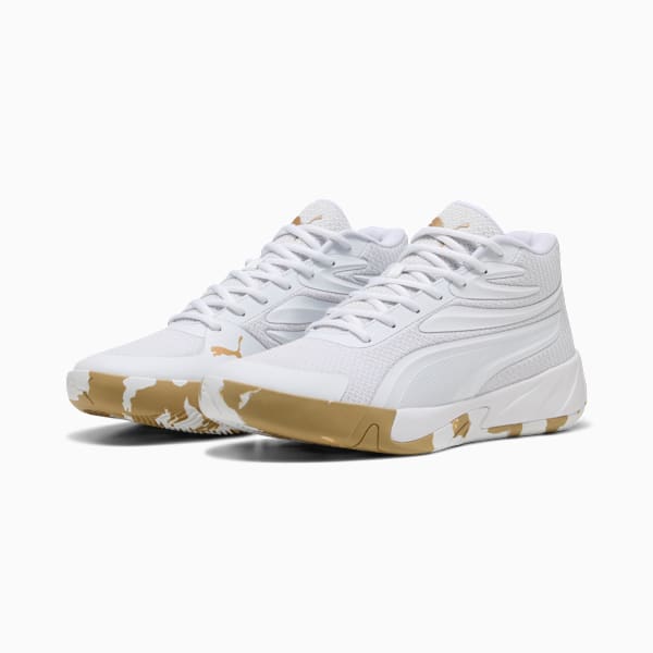 Tenis de básquet Court Pro Marble, PUMA White-Matte Puma Gold, large-MEX