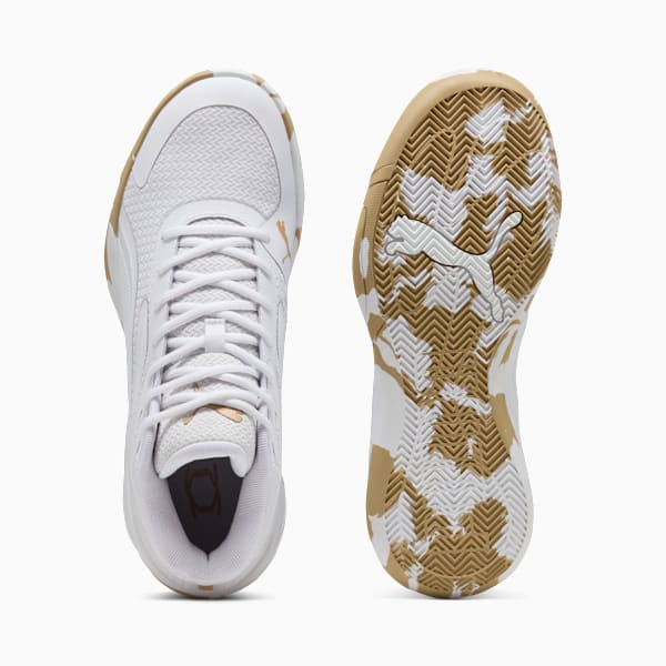 Tenis de básquet Court Pro Marble, PUMA White-Matte Puma Gold, large-MEX