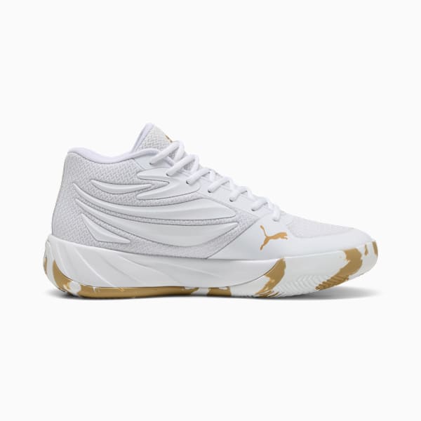 Tenis de básquet Court Pro Marble, PUMA White-Matte Puma Gold, large-MEX