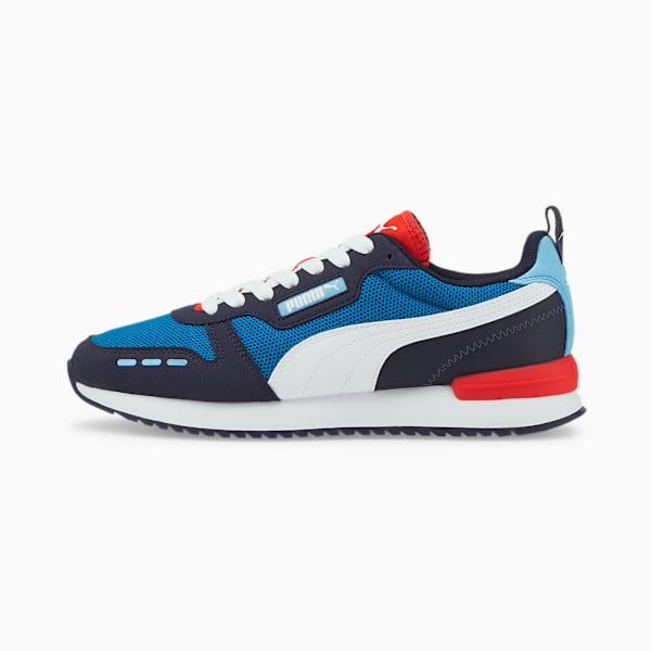 R78 Runner Trainers, Mykonos Blue-Puma White-Peacoat-High Risk Red, large-ZAF