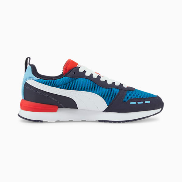 R78 Runner Trainers, Mykonos Blue-Puma White-Peacoat-High Risk Red, large-ZAF