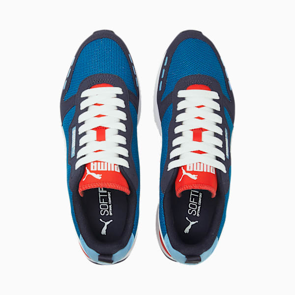 R78 Runner Trainers, Mykonos Blue-Puma White-Peacoat-High Risk Red, large-ZAF