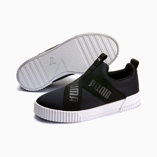 Tênis Carina Slip-On Feminino, Preto e Dourado, large-BRA