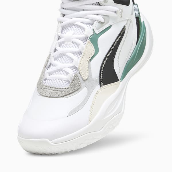 Tenis de basquetbol Playmaker Pro mid Plus, PUMA Black-Ash Gray-Eucalyptus-Alpine Snow, large-MEX