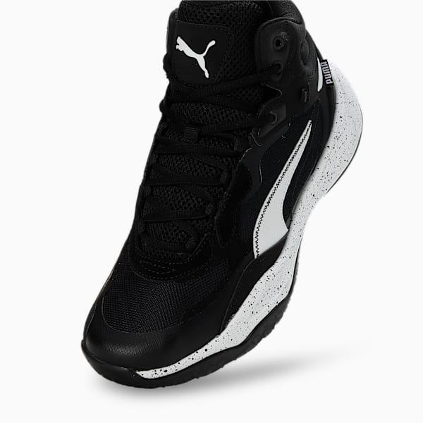 Zapatillas de basketball Playmaker Pro Mid Splatter, PUMA Black-PUMA White, large-ARG