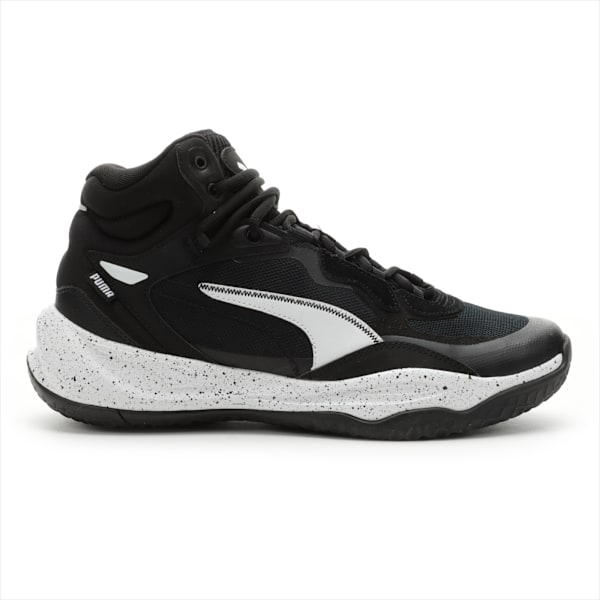 Zapatillas de basketball Playmaker Pro Mid Splatter, PUMA Black-PUMA White, large-ARG