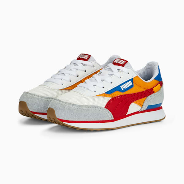 Future Rider Splash Kids' Trainers, PUMA White-Zinnia-For All Time Red, large-MEX