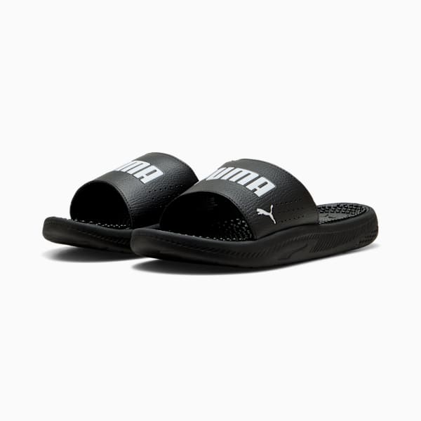 Softride Massage Men's Slides, Puma Black-Puma White, large-MEX