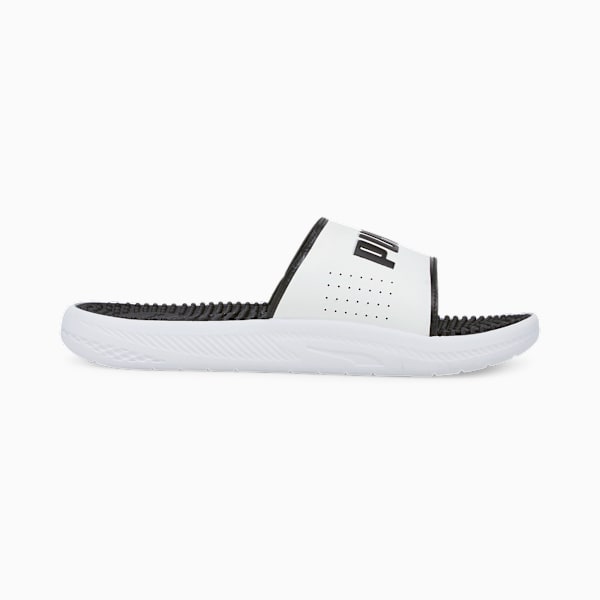 Softride Massage Men's Slides, Puma White-Puma Black, large-MEX