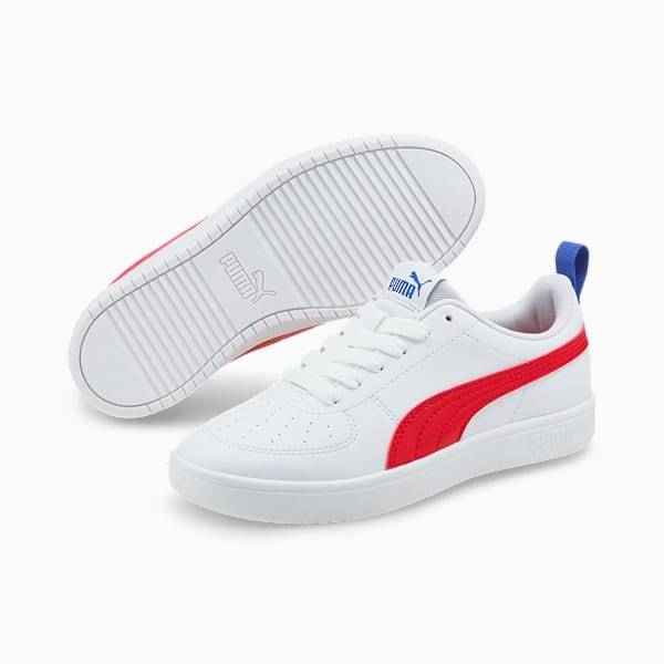 Tenis juveniles Rickie, Puma White-High Risk Red-Dazzling Blue, large-MEX