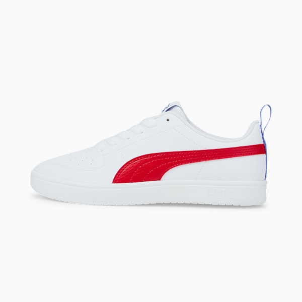 Tenis juveniles Rickie, Puma White-High Risk Red-Dazzling Blue, large-MEX