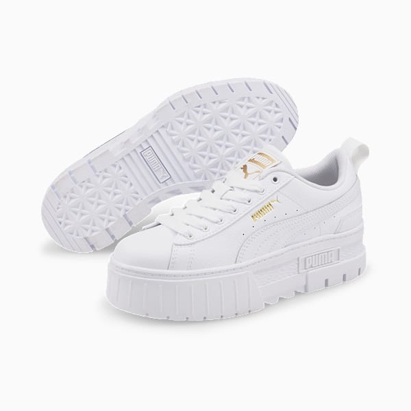 Tenis de cuero para Adolescente Mayze, Puma White-Puma Team Gold, large-MEX