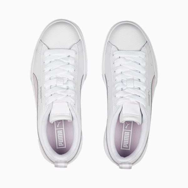 Mayze Leather Youth Trainers, PUMA White-Pearl Pink-Vivid Violet, large-ZAF