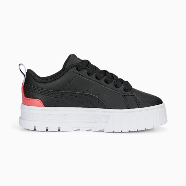 Zapatillas Mayze infantiles de cuero, PUMA Black-Vivid Violet-Loveable, large-ARG
