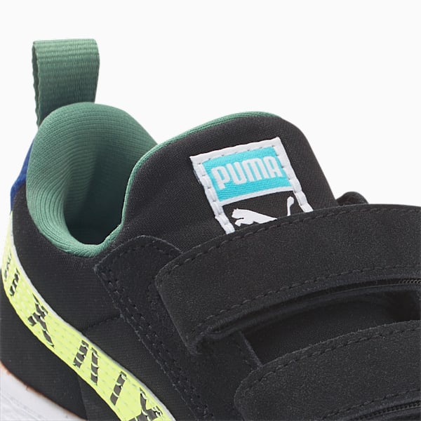 Suede Light Flex Small World Alternative Closure Sneakers Kids, Puma Black-Lime Squeeze, large-ZAF