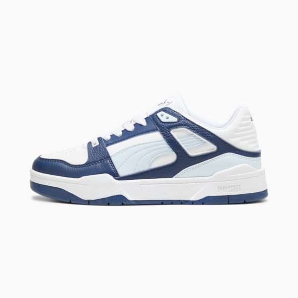 Slipstream Leather Sneakers, PUMA White-Icy Blue-Persian Blue, large-ZAF