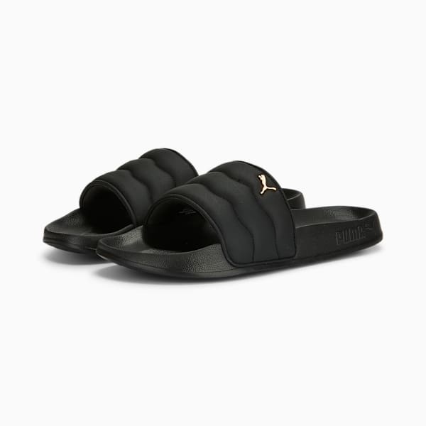 Sandalias para mujer Leadcat 2.0 Puffy, PUMA Black-Metallic Gold, large-MEX