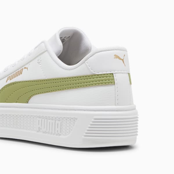 Smash Platform v3 Sneakers Women, PUMA White-Calming Green-PUMA Gold, large-ZAF
