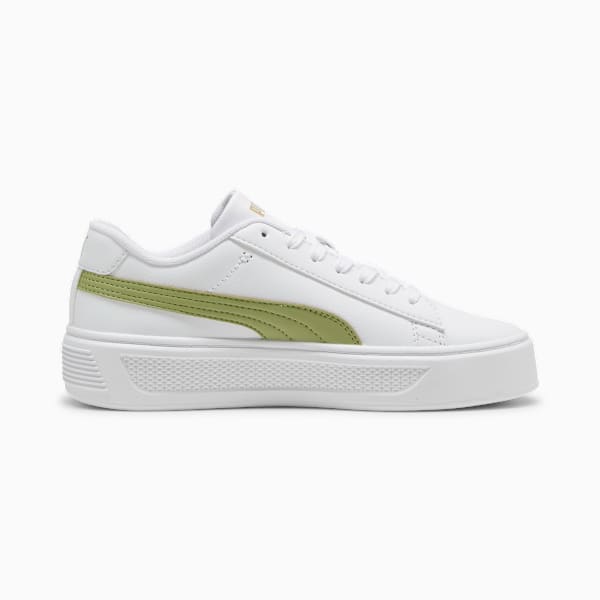 Smash Platform v3 Sneakers Women, PUMA White-Calming Green-PUMA Gold, large-ZAF
