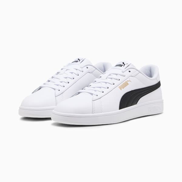 Smash 3.0 L Sneakers, PUMA White-PUMA Black-PUMA Gold, large-ZAF