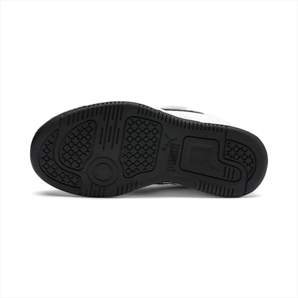 Zapatillas Puma Rebound Layup Lo SLV para niños ADP, Puma White-Puma Black-High Risk Red, large-ARG