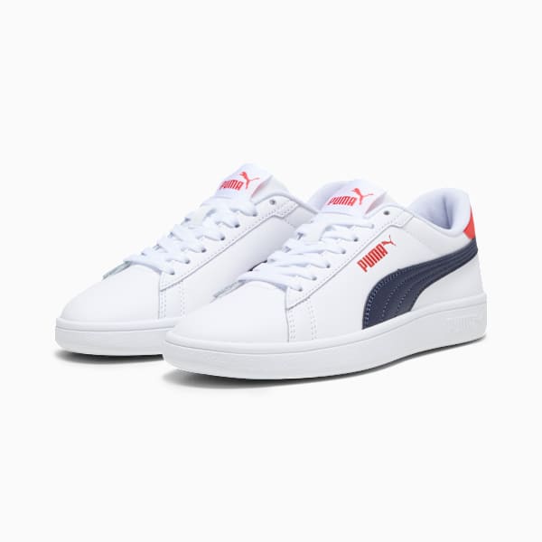 Tenis juveniles Smash 3.0, PUMA White-PUMA Navy-For All Time Red, large-MEX
