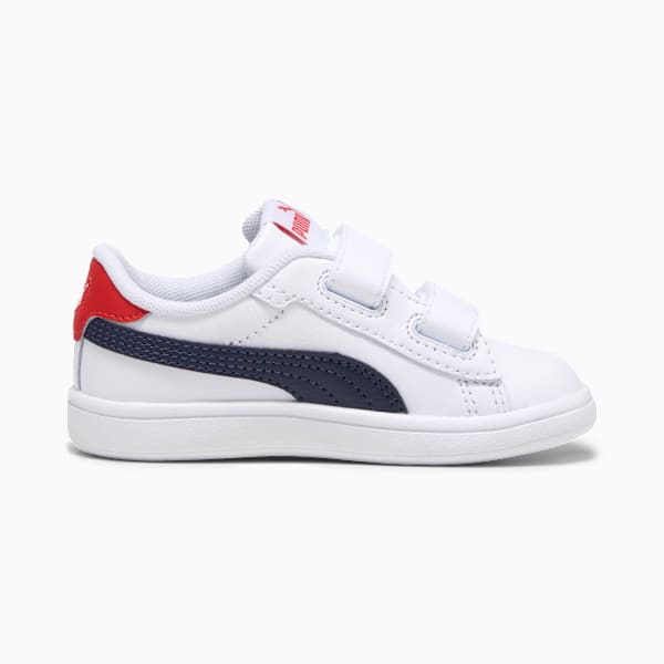 Tenis Smash 3.0 Leather V para bebés, PUMA White-PUMA Navy-For All Time Red, large-MEX