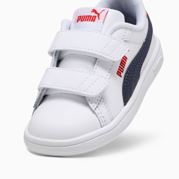 Tenis Smash 3.0 Leather V para bebés, PUMA White-PUMA Navy-For All Time Red, large-MEX