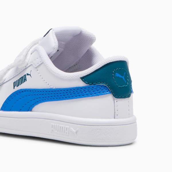 Smash 3.0 Leather V Sneakers Baby, PUMA White-Hyperlink Blue-Cold Green, large-MEX