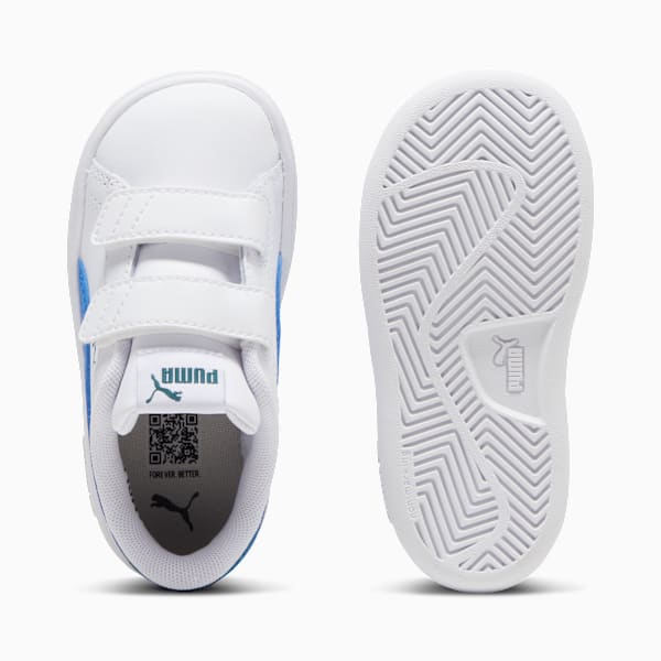 Smash 3.0 Leather V Sneakers Baby, PUMA White-Hyperlink Blue-Cold Green, large-MEX
