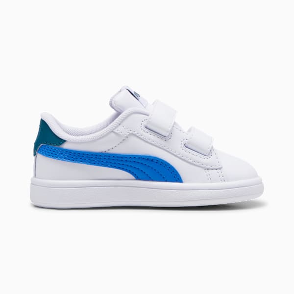 Smash 3.0 Leather V Sneakers Baby, PUMA White-Hyperlink Blue-Cold Green, large-MEX