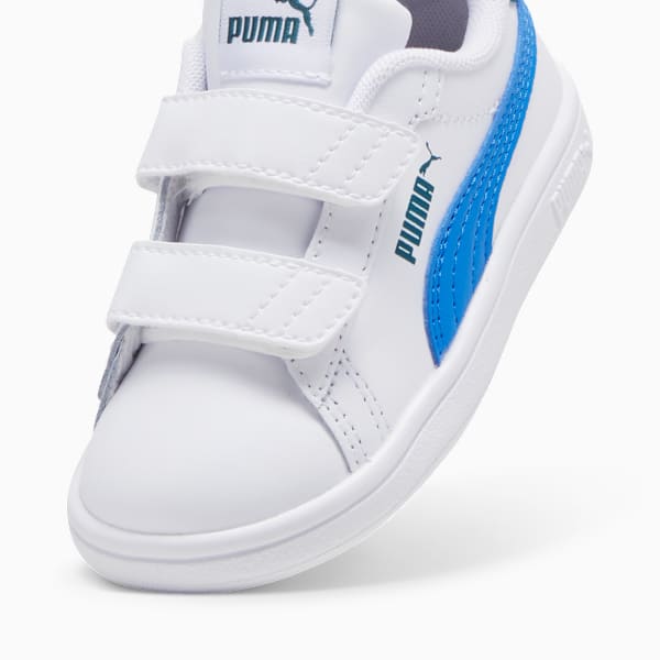 Smash 3.0 Leather V Sneakers Baby, PUMA White-Hyperlink Blue-Cold Green, large-MEX