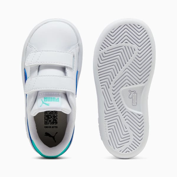 Tenis Smash 3.0 Leather V para bebés, PUMA White-Vivid Blue-Aquatic, large-MEX