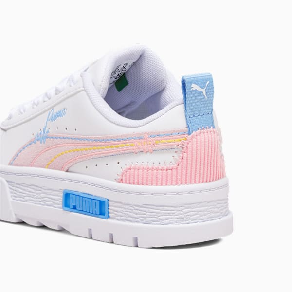 Mayze Sweater Weather Kids' Sneakers, PUMA White-Blissful Blue-Peach Smoothie, large-ZAF