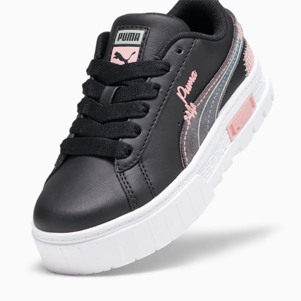 Mayze Sweater Weather Kids' Sneakers, PUMA Black-Future Pink-Green Fog, large-ZAF