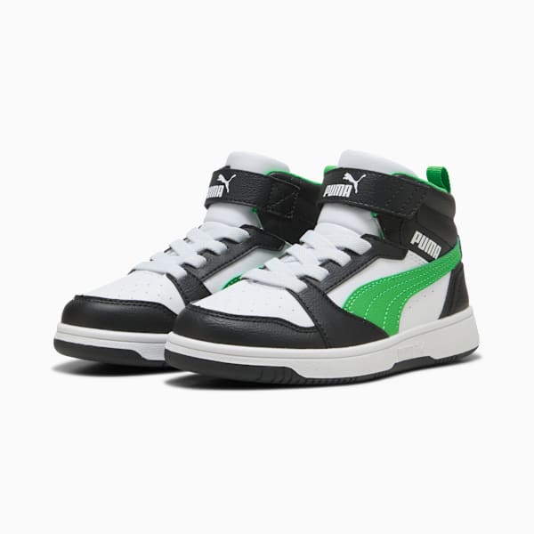 Zapatillas Rebound V6 Mid para niños, PUMA Black-PUMA Green-PUMA White, large-ARG
