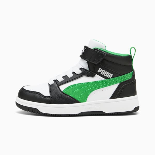 Zapatillas Rebound V6 Mid para niños, PUMA Black-PUMA Green-PUMA White, large-ARG