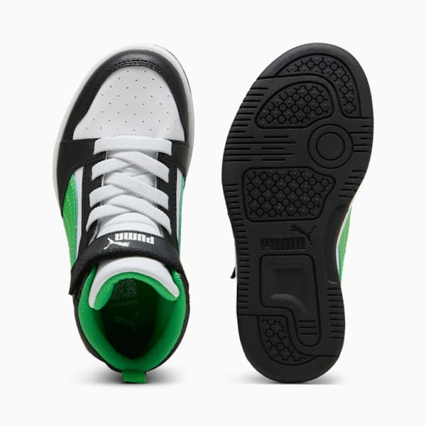Zapatillas Rebound V6 Mid para niños, PUMA Black-PUMA Green-PUMA White, large-ARG