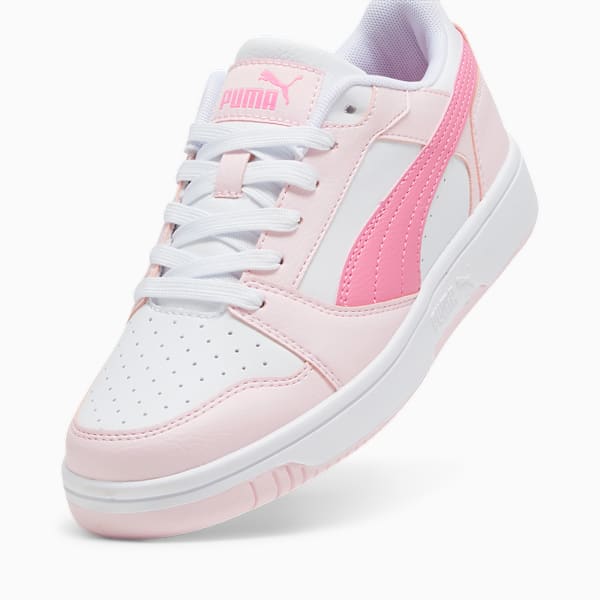 Rebound V6 Lo Youth Sneakers, PUMA White-Fast Pink-Whisp Of Pink, large-ZAF
