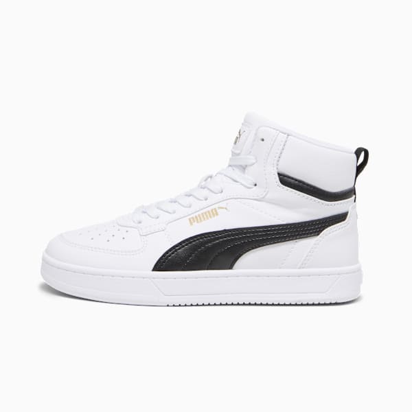 Tenis PUMA Caven 2.0 Mid para adolescentes, PUMA White-PUMA Black-Gold, large-MEX