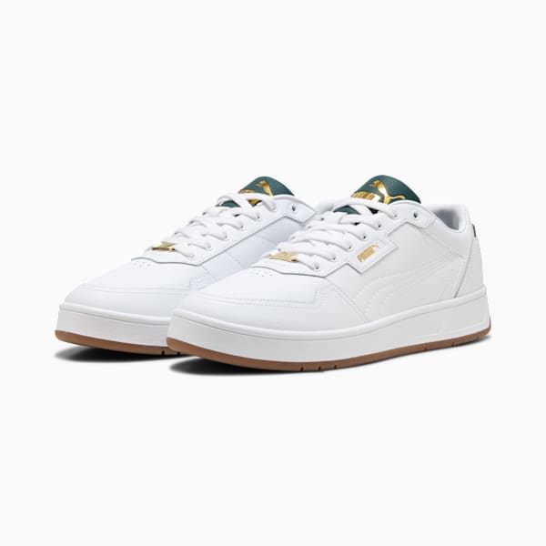 Court Classic Lux Sneakers, PUMA White-Green Terrain-PUMA Gold, large-ZAF