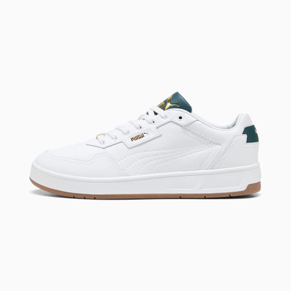 Court Classic Lux Sneakers, PUMA White-Green Terrain-PUMA Gold, large-ZAF