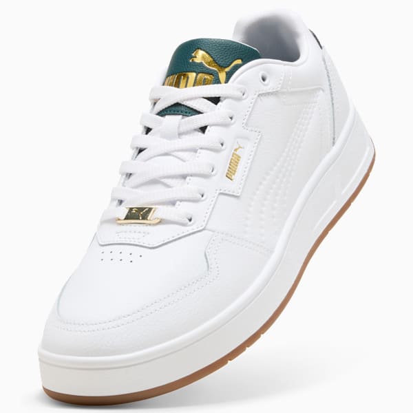 Court Classic Lux Sneakers, PUMA White-Green Terrain-PUMA Gold, large-ZAF