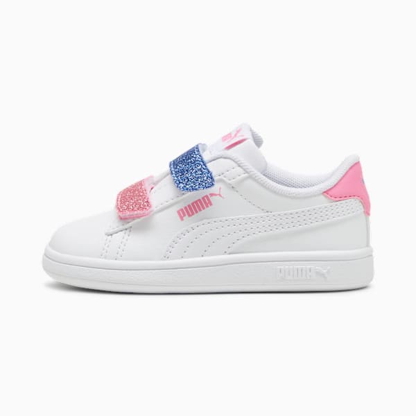 Smash 3.0 L Glitter V Toddler Sneakers, PUMA White-Fast Pink-Blue Skies, large-MEX