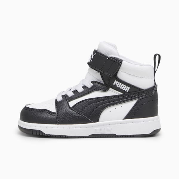 PUMA Rebound V6 Mid Toddlers' Sneakers, PUMA White-PUMA Black-Shadow Gray, large-ZAF