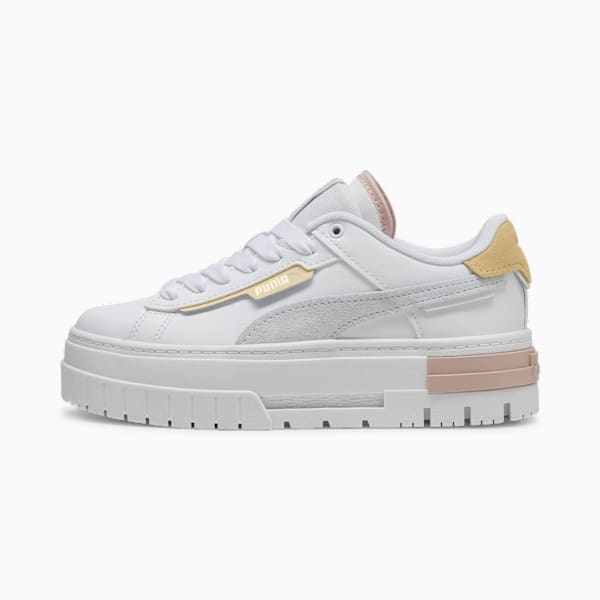Mayze Crashed Youth Sneakers, PUMA White-Dewdrop, large-ZAF