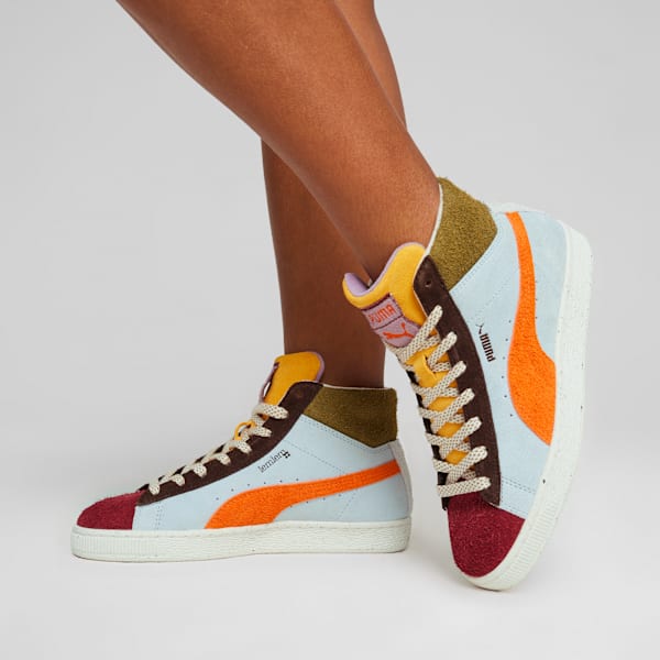 PUMA x lemlem Suede Women's Sneakers, Icy Blue-Cayenne Pepper, large-ZAF