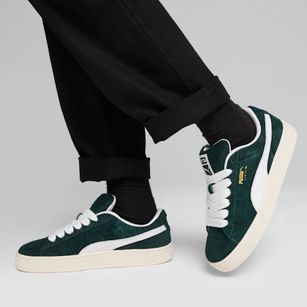 Suede XL Hairy Sneakers, Ponderosa Pine-Frosted Ivory, large-ZAF